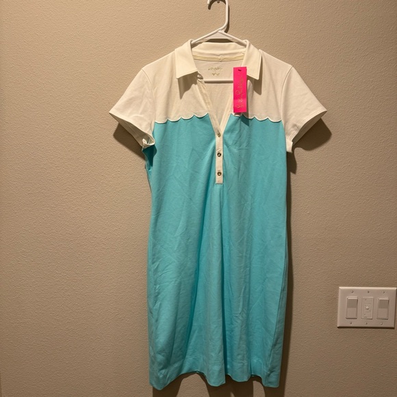 Lilly Pulitzer Tonda NEW Preppy Polo Dress in Blue Ibiza White & Turquoise Large - Picture 3 of 5